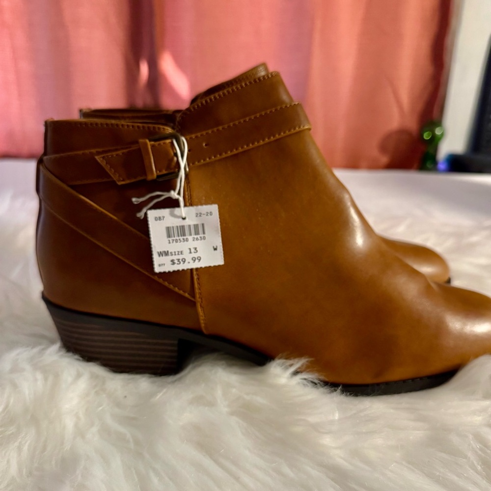 Brown Ankle Boots with Strap Detail